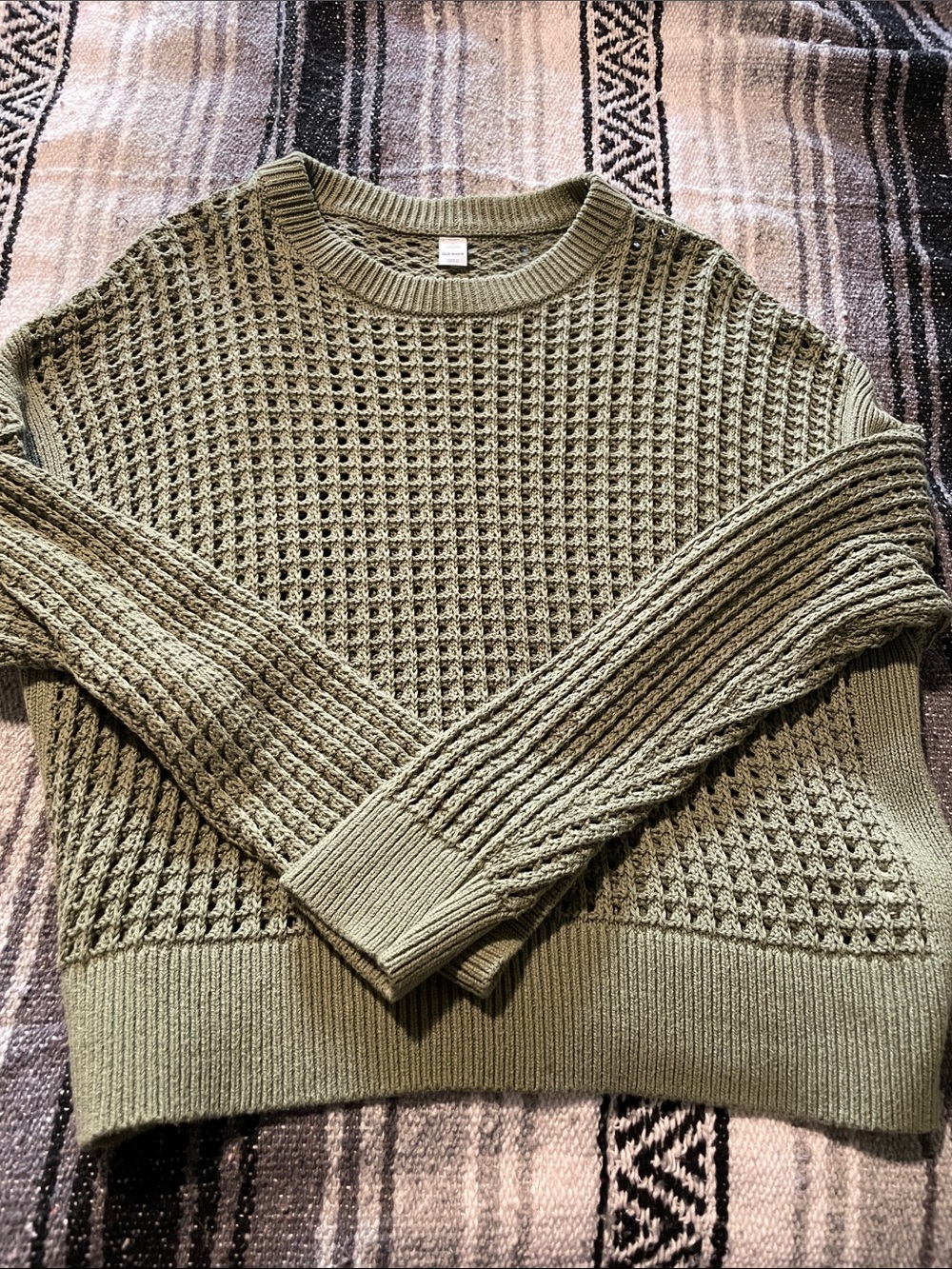 Old Navy Olive Green Waffle Knit Crewneck Sweater